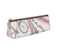 Luckily&Day Dog and Paris Towe Print - Bolsa triangular personalizada de piel elegante organizador de cosméticos con cremallera, Blanco, One Size, Elegante