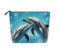 Luckily&Day Dolphins in Love - Bolsa de cosméticos para mujer, bolsa de maquillaje de moda con gran almacenamiento, regalos para mujeres, color negro, talla única, Negro, One Size