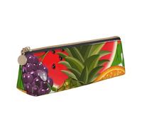 Luckily&Day Fresh Fruits - Bolsa triangular personalizada con estampado de piña, organizador de cosméticos de cuero único, bolsa compacta con cremallera, color blanco, talla única, elegante, Blanco,