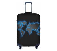 Luckily&Day Funda protectora elástica para equipaje de viaje con estampado de mapa del mundo (para 18 a 32 pulgadas), Blanco, X-Large