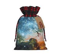 Luckily&Day Galaxy Space. (2) Bolsa de regalo de Navidad con cordón para fiesta, cumpleaños, divertida bolsa de lona reutilizable, 1 pieza