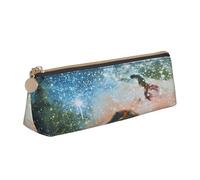 Luckily&Day Galaxy Space. (2) Bolsa triangular personalizada de piel elegante organizador de cosméticos con cremallera compacta, color blanco, talla única, elegante, Blanco, One Size, Elegante