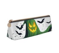 Luckily&Day Green Ghost - Bolsa triangular personalizada de piel con estampado de terror de Halloween, elegante organizador de cosméticos, bolsa compacta con cremallera, color blanco, talla única,