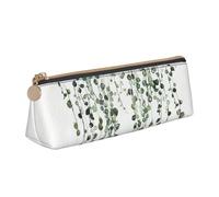 Luckily&Day Green Plants Print - Bolsa triangular personalizada de cuero elegante organizador de cosméticos con cremallera, color blanco, talla única, elegante, Blanco, One Size, Elegante