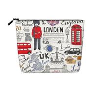 Luckily&Day I Love London - Bolsa de cosméticos con estampado para mujer, bolsa de maquillaje de moda con gran almacenamiento, regalos para mujeres, color negro, talla única, Negro, One Size