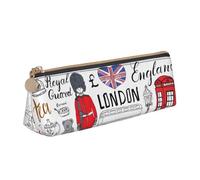 Luckily&Day I Love London - Bolsa triangular personalizada de piel, organizador de cosméticos, bolsa compacta con cremallera, color blanco, talla única, elegante, Blanco, One Size, Elegante