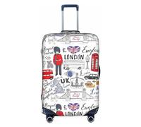 Luckily&Day I Love London - Funda protectora elástica para equipaje de viaje (para 18 a 32 pulgadas), Blanco, Medium