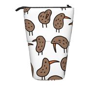 Luckily&Day Kiwi Birds - Bolsa retráctil vertical con bonito estampado de pájaros, bolsa de pie, bolsa telescópica única para maquillaje de oficina, Negro, One Size, Telescópico