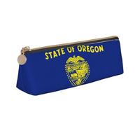 Luckily&Day Oregon State Flag Print - Bolsa triangular personalizada de cuero elegante organizador de cosméticos con cremallera, Blanco, One Size, Elegante
