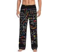 Luckily&Day Pantalones de pijama para hombre con estampado de fórmula matemática, con bolsillos, corbata, para dormir, descansar, divertidos, a la moda, suaves, pijamas para hombre, Negro,