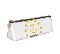 Luckily&Day Rhode Island State Flag Print - Bolsa triangular personalizada de cuero elegante organizador de cosméticos compacto con cremallera, Blanco, One Size, Elegante