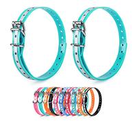 LuckinPET Waterproof Reflective Dog Collar Replacement Strap for Shock Collar and Fence Easy Clean Odorless Dog Collar Metal Buckle 3/4 Inch Adjustable Size Durable Anti-odor TPU Dog Collar Cyan Pack2