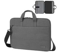 Luckits Funda para portátil de 15,6 pulgadas, bolsa delgada impermeable para portátil con correa ajustable. Bolsas de hombro multifuncional compatible con MacBook, Acer, ASUS, DELL, HP, Lenovo (Grey)