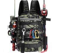 Luckits Mochila de Pesca, Bolsa de Pesca Mochila para Aparejos de Pesca con Soporte para caña Bolsas Almacenamiento Aparejos Impermeables Bolsa para Pesca Senderismo Caza Camping Deporte al Aire libr