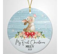 Luckluccy Adorno personalizado para la primera Navidad del bebé 2025, adorable recuerdo para el primer árbol de Navidad de los bebés, decoración navideña para celebrar la primera Navidad de los bebés