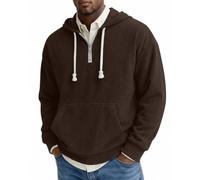 LUCKME Sudadera Hombre de Pana,Sudaderas Hombres con Capucha 1/4 Cremallera