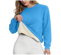 LUCKME Sudaderas Mujer Sin Capucha,Jersey Mujer Cálido con Forro Polar para Otoño Invierno Cuello Redondo Suéter Casual Manga Larga Suave y Cómodo Sudadera Sueltos Color Sólido Moda Fleece Sweatshirt