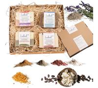 Lucknel® Juego de 4 jabones naturales de lavanda y arcilla rosa, manzanilla y arcilla del mar muerto, aceite de árbol de té y hierbas, coco y manteca de cacao, hecho a mano, fabricación familiar con