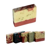 Lucknel® Juego de 4 jabones naturales hechos a mano, jabón de lavanda con manteca de karité y arcilla rosa, cuidado y calmante para pieles sensibles, 100 g por pieza
