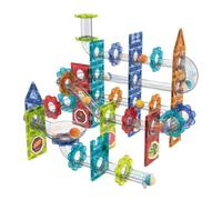 Lucknel® Pista de bolas magnética, juego de construcción de 120 piezas con elementos de luz, arco de pegatinas, juguete educativo Montessori STEM, para niños a partir de 3 años, juego creativo