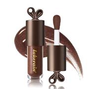 LuckNest Brillo de labios de chocolate, aceite de labios con tinta hidratante, efecto espejo brillante, marrón oscuro con brillo, función hidratante, reduce las líneas finas, acabado brillante no