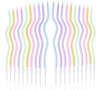 LUCKNIGHT 24 PCS Velas Cumpleaños Colorido, Velas de Cumpleaños Sinuosos, velas de Tarta de cumpleaños Espiral, velas para Cupcakes en Soportes, Aniversario Decoración