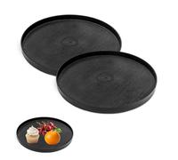 Luckwaii Bandeja decorativa negra redonda de 30 cm con 3 antideslizantes, 2 bandejas decorativas redondas para servir, plato decorativo, plato de camarero, plato decorativo para corona de Adviento