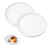 Luckwaii Bandeja decorativa redonda blanca de 30 cm con 3 antideslizantes, 2 unidades bandejas decorativas redondas para servir platos de cena, bandeja de camarero, plato decorativo para corona de