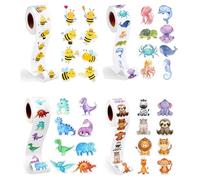 Luckwaii Pegatinas de Animales para Niños 2000 Piezas Pegatinas Animales 2.5cm Pegatinas Infantiles Redondas De Recompensa De Animales para Scrapbooking Decoración (4 Rollos)