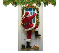 Luckxing Banderines De Navidad para Puertas - 2D Papá Noel Poliéster Fondo Navideño - Cubierta De Puerta,para Baños Cocinas Dormitorios Guardería Escuela Y Sala De Estar