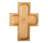 Luckxing Bol De Oración De Madera | Religioso De Madera De Gran Capacidad Rústico | De Cruz De Pascua - Para Alimentos Frutas Desayuno Buffet Ensalada Presentación De Pasteles Celebraciones Y