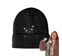 Luckxing Gorros de Punto para Hombres | Gorro con Bordado De Gato Y Tejido Caliente - Gorro para Invierno y Acampada,para Esquiadores Snowboard Senderistas Corredores Compras Viajeros Estudiantes