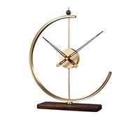 Luckxuan Reloj de Mesa de Cobre de Lujo Ligero - Decoración de Escritorio Simple Moderno, Silencioso Con Base de Madera