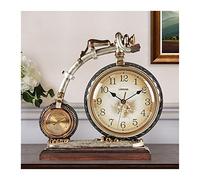 luckxuan Reloj Mesa/Reloj Sobremesa Reloj de Estilo Europeo silencioso, Grande, Creativo, Reloj de Modelado de Bicicleta, Adornos artesanales Personalizados Relojes Decorativos de Mesa (Color : A)