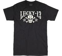 Lucky 13 Skull Stars Hombre Camiseta Negro M 100% algodón Regular