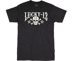 Lucky 13 Skull Stars Hombre Camiseta Negro M 100% algodón Regular