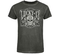 Lucky 13 Tombstone - Vintage Black Hombre Camiseta Teñido de Negro XXL 100% algodón Regular