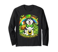 Lucky Alaskan Malamute St Patrick’s Day Rainbow Shamrock Manga Larga