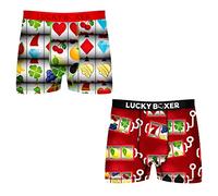 Lucky Boxer 2 Calzoncillos Color Rojo y Blanco para Hombre, Pack 2pcs PK2344, L
