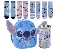 Lucky Boxer Disney Stitch MOCHILA GUARDERIA PERSONAJE PELUCHE STITCH + Pack de 4 Calcetines infantiles diseño Stitch Talla 27-30 Niños (Pack de 1)
