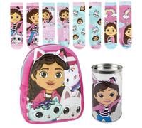 MOCHILA GUARDERIA PELUCHE GABBY'S DOLLHOUSE + Pack de 4 Calcetines infantiles diseño Gabby's Dollhouse Talla 27-30