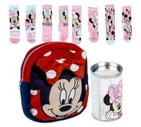 Lucky Boxer MOCHILA GUARDERIA PERSONAJE PELUCHE MINNIE + Pack de 4 Calcetines infantiles diseño Minnie Talla 27-30