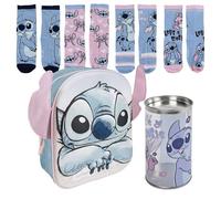 Lucky Boxer MOCHILA INFANTIL 3D APLICACIONES STITCH + Pack de 4 Calcetines infantiles diseño Stitch Talla 35-38