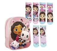 MOCHILA INFANTIL 3D GABBY'S DOLLHOUSE + Pack de 3 Calcetines infantiles diseño Gabby's Dollhouse Talla 23-26