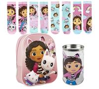 MOCHILA INFANTIL 3D GABBY'S DOLLHOUSE + Pack de 4 Calcetines infantiles diseño Gabby's Dollhouse Talla 27-30