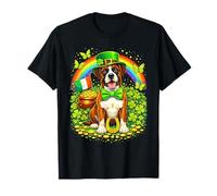 Lucky Boxer St Patrick’s Day Rainbow Shamrock Dog Lover Camiseta