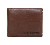 Lucky Brand Cartera Plegable con Relieve para Hombre (Disponible en Lona de algodón o Cuero), Piel Lisa - marrón, Talla única