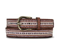 Lucky Brand Cinturón de cuero bordado para mujer | Elegante | Clásico | Inspirado en el Oeste | American Heritage | Jean | Pantalón, Bordado y con cordones, color marrón, M