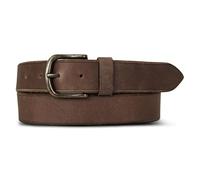 Lucky Brand Cinturón de cuero para hombre, clásico, casual, vestido, diario, herencia americana, cuero auténtico, hebilla de metal, Borde biselado, color marrón, 112 cm