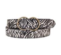 Lucky Brand Cinturón de pelo de becerro para mujer con hebilla de doble anillo en cebra, talla M, Cebra, M